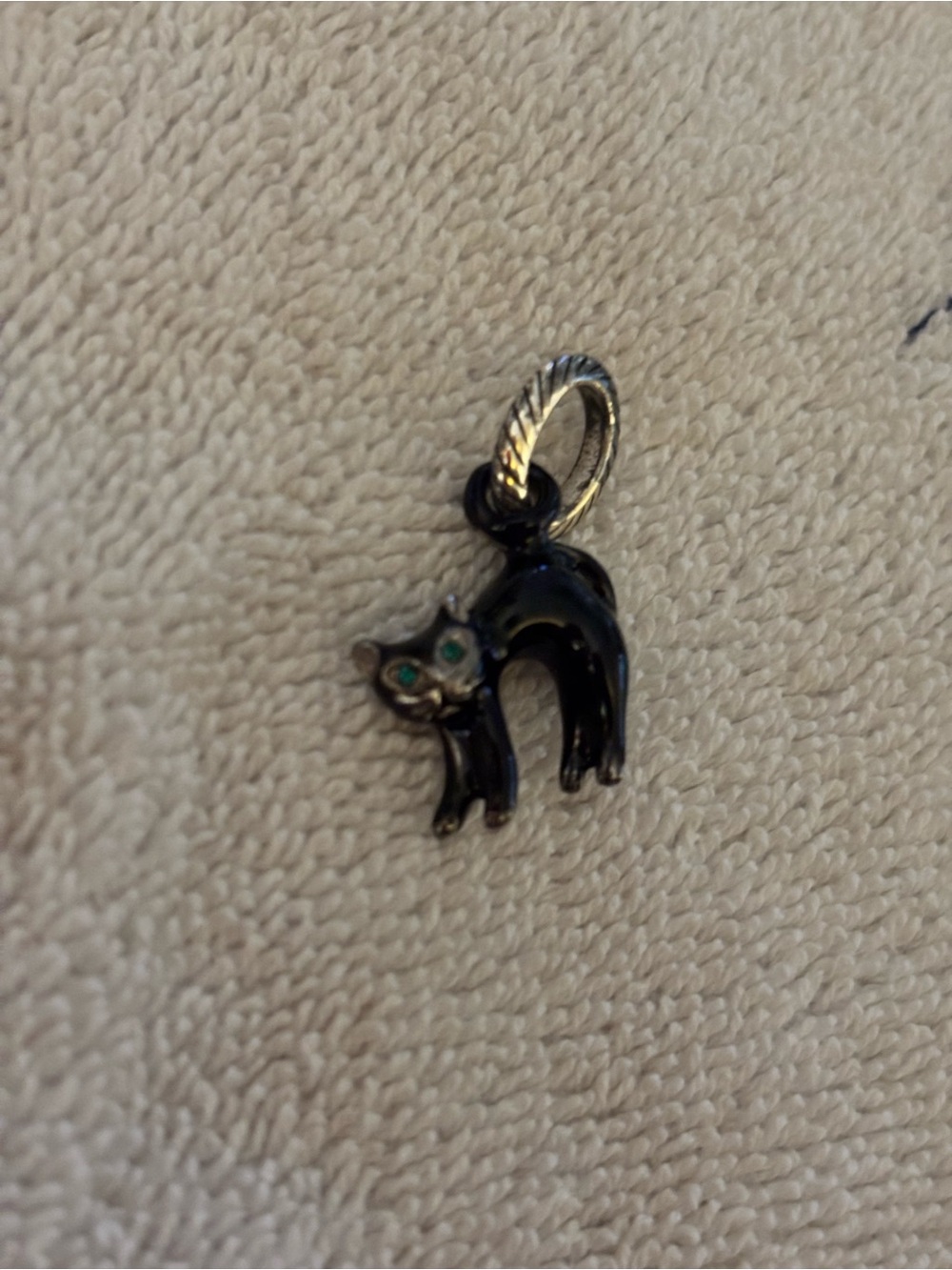 Brighton Black Cat Enamel Charm with Emerald Eyes